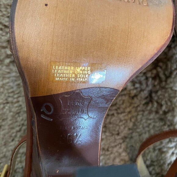 Charles David brown leather single strap open toe heels Sz 6 - Picture 9 of 10